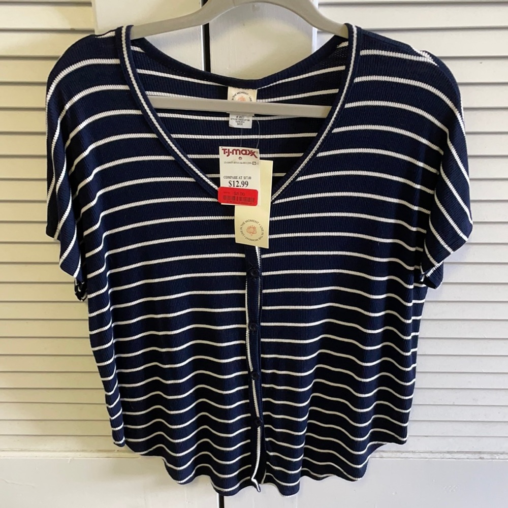 Waffle/Ribbed Striped Button Shirt
